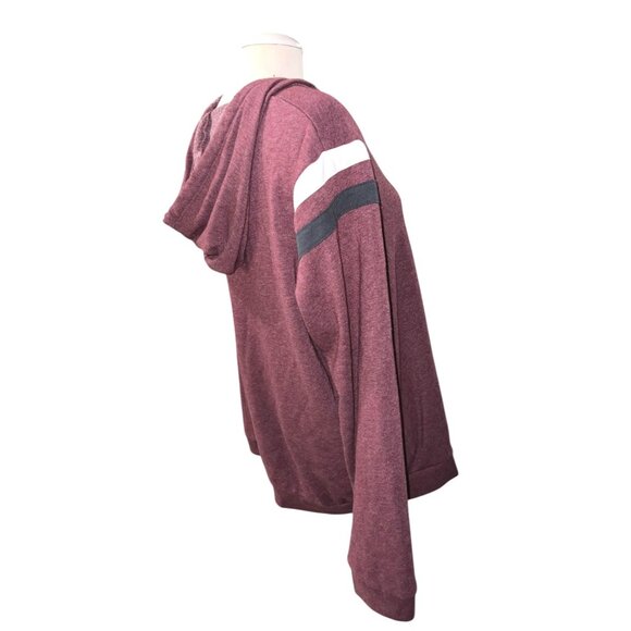 George Maroon Zip-Up Hoodie With White & Black Striped Sleeves Size Large Womens - Picture 8 of 10